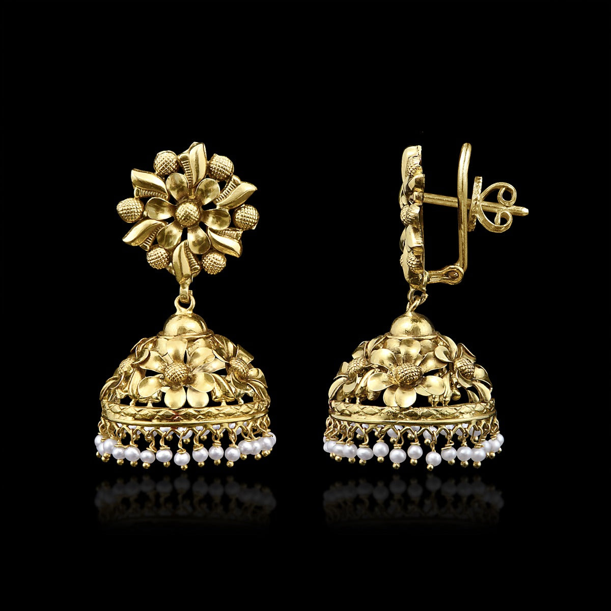 Elegant Floral Gold Jhumka