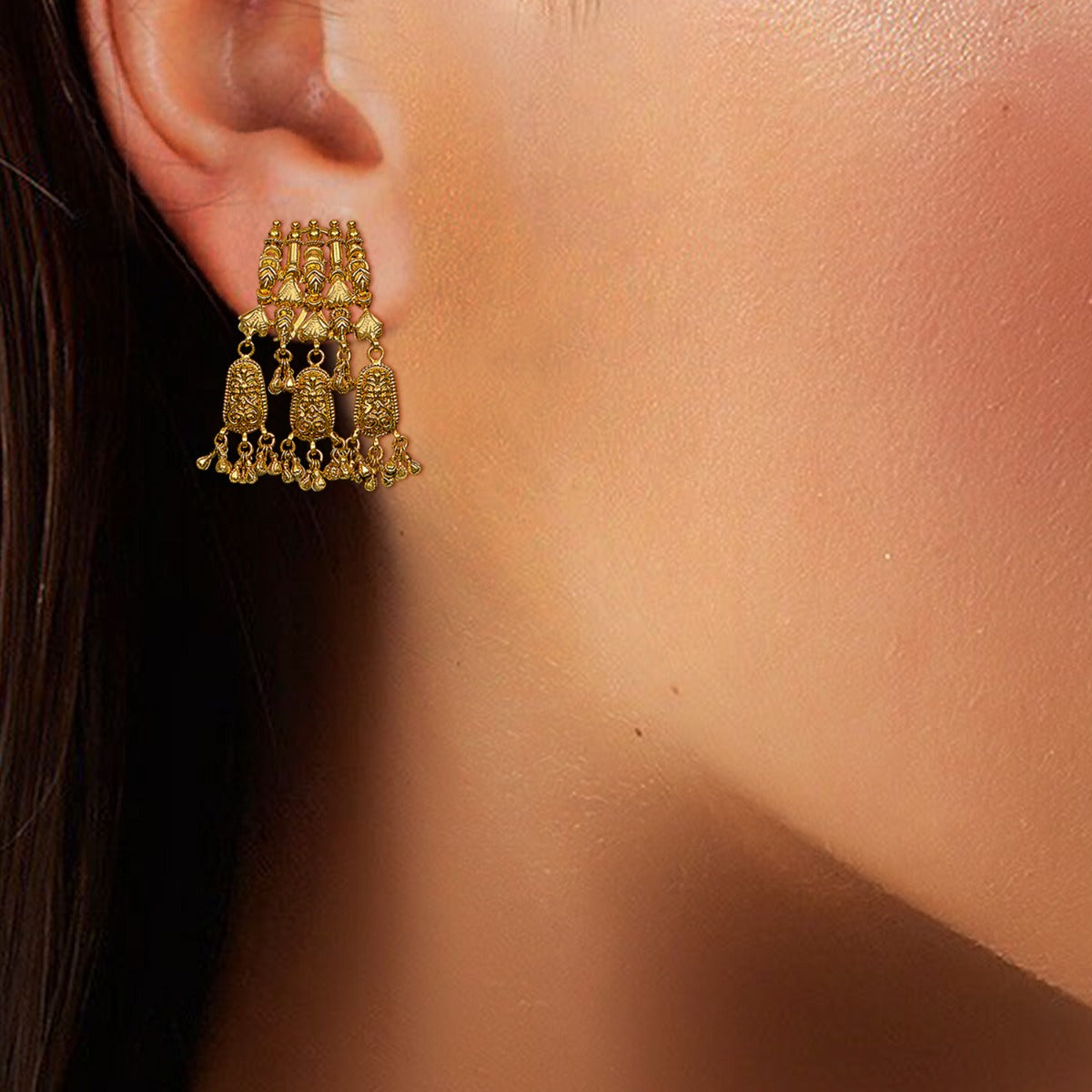 Temple Inspired Gold Earrings