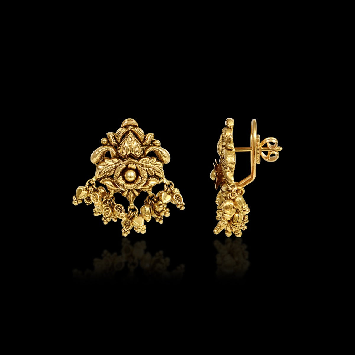 Dome Motif Gold Earrings