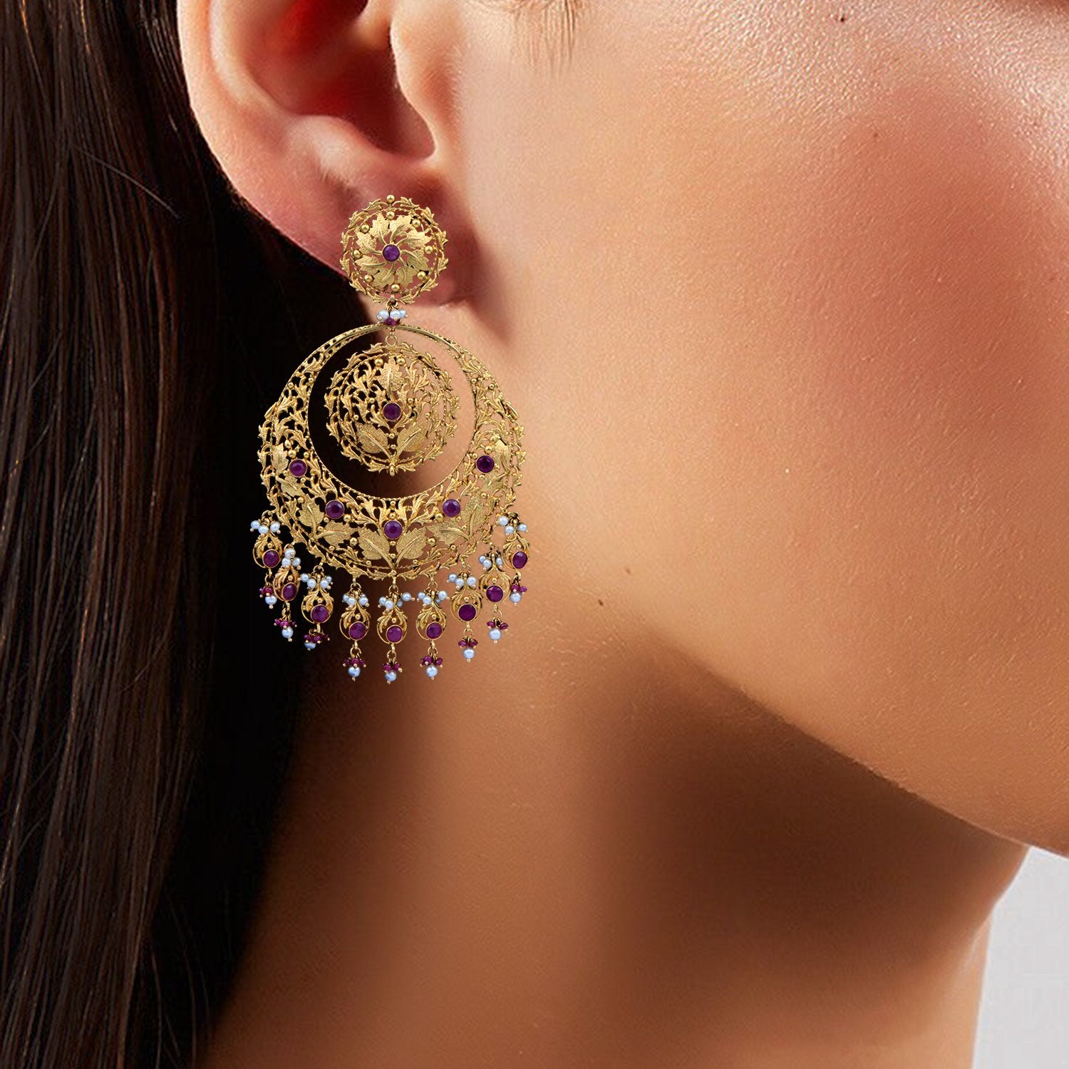 Flutter Gemstone Chandbali