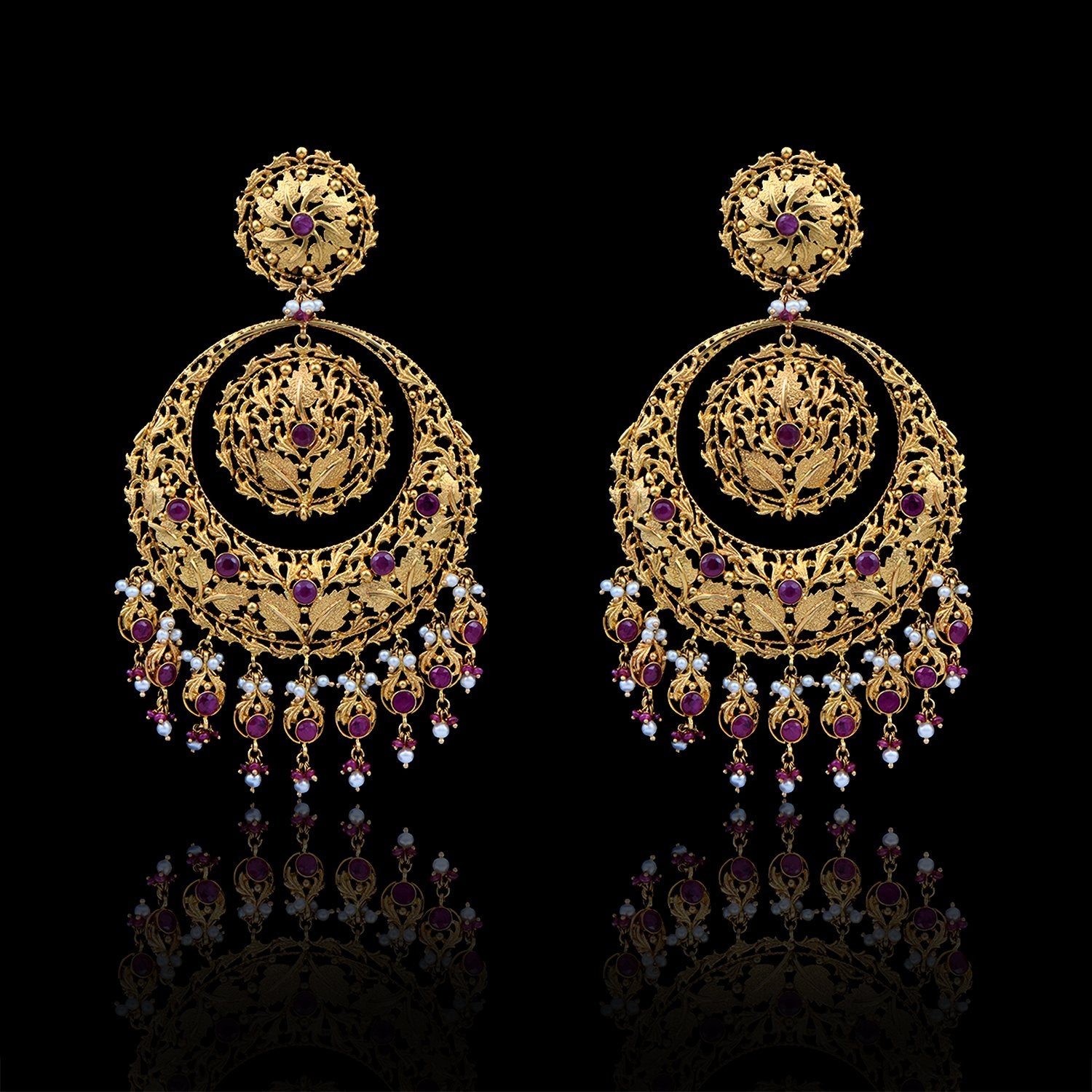 Flutter Gemstone Chandbali