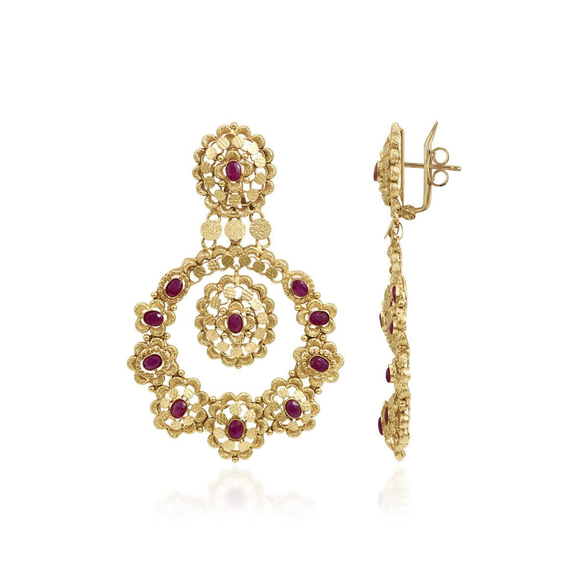 Rangoli Patterned Pink Stoned Earrings