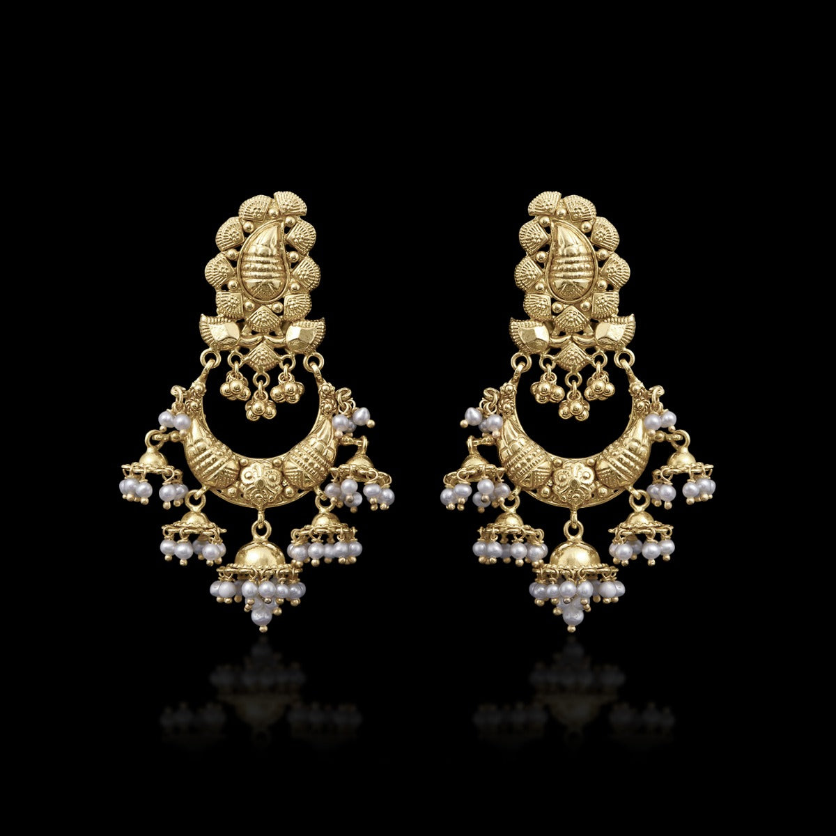 Crescent Hooked Gold Earrings