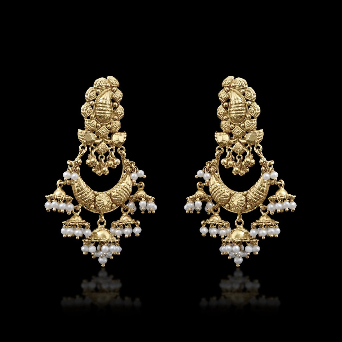 Crescent Hooked Gold Earrings