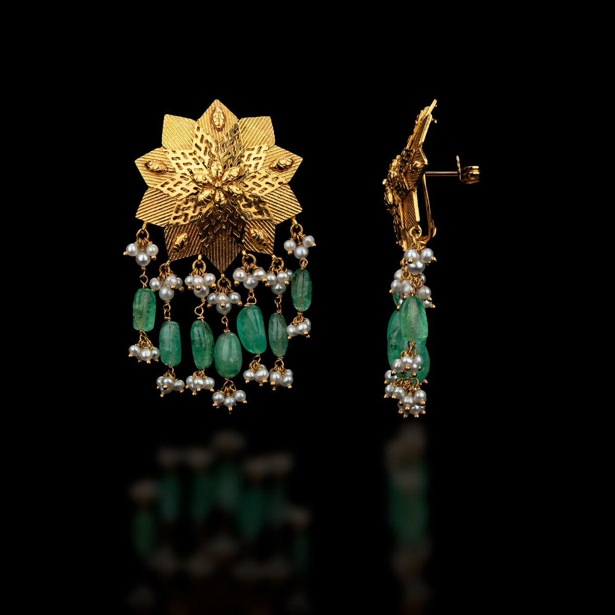 Star Floral Gold Earrings