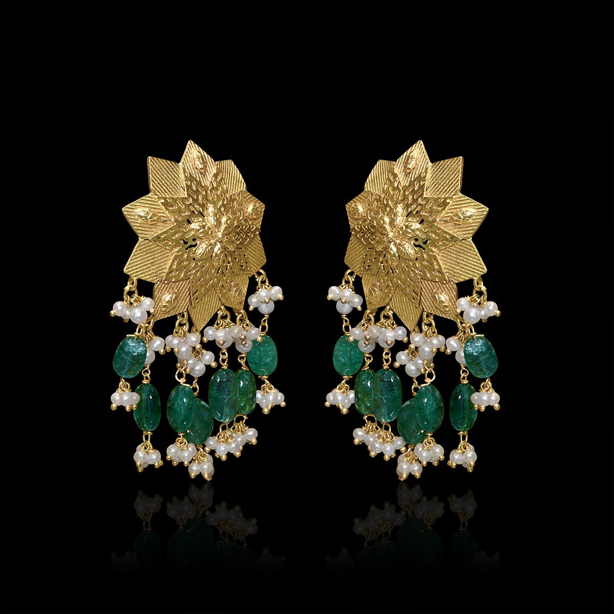 Star Floral Gold Earrings