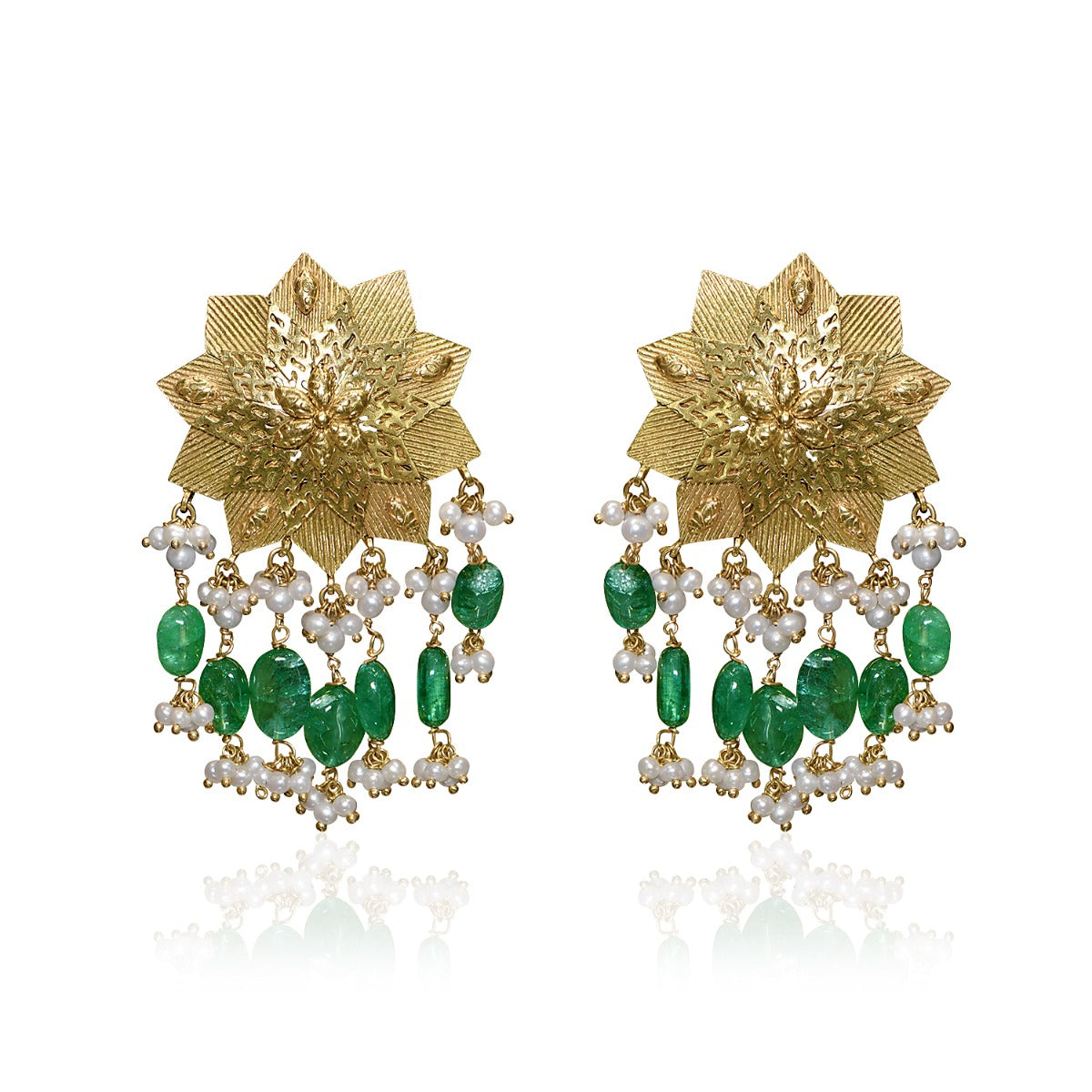 Star Floral Gold Earrings