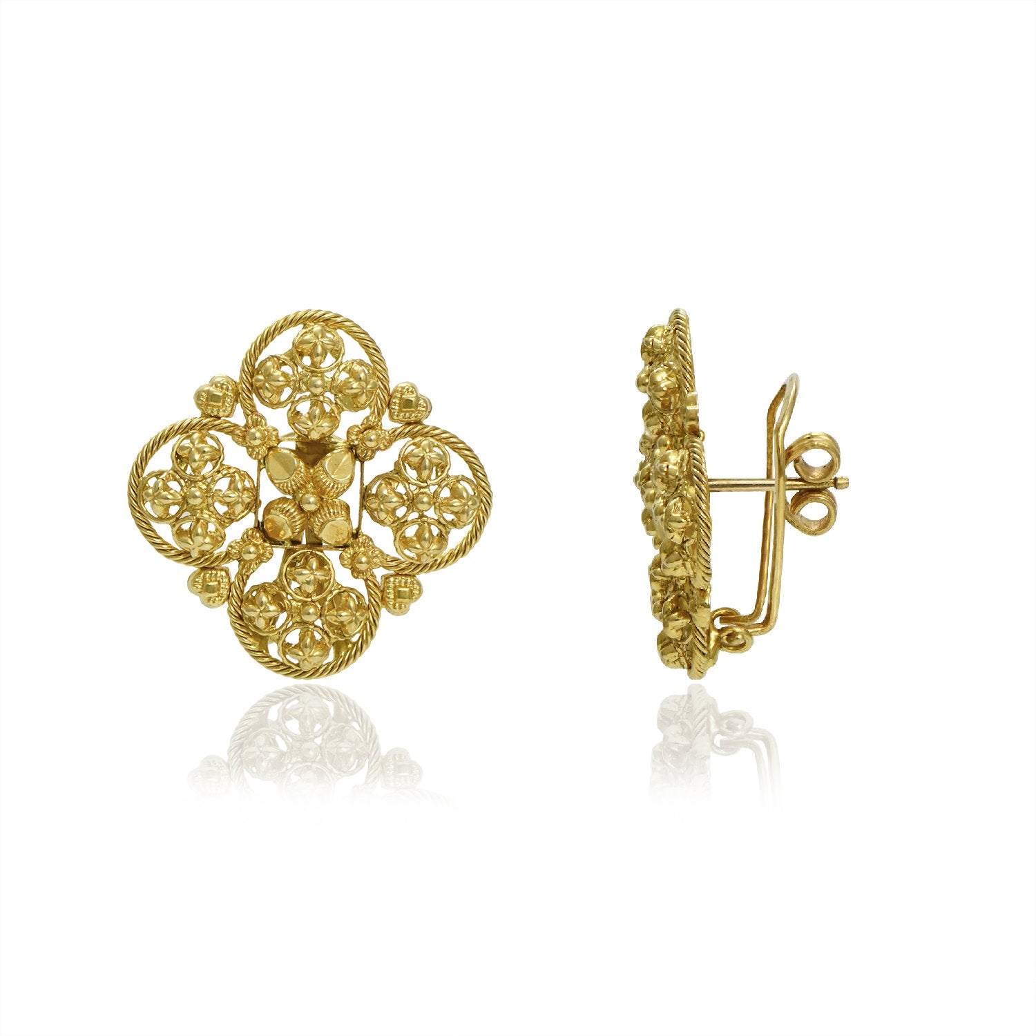 Filigree Flower Gold Earrings