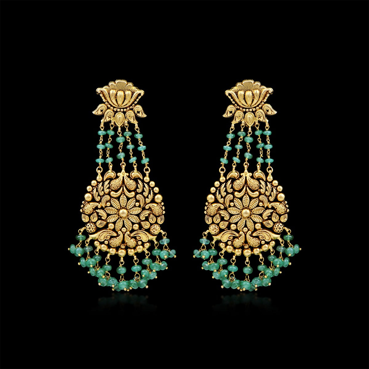 Kamal Panna Gold Earrings