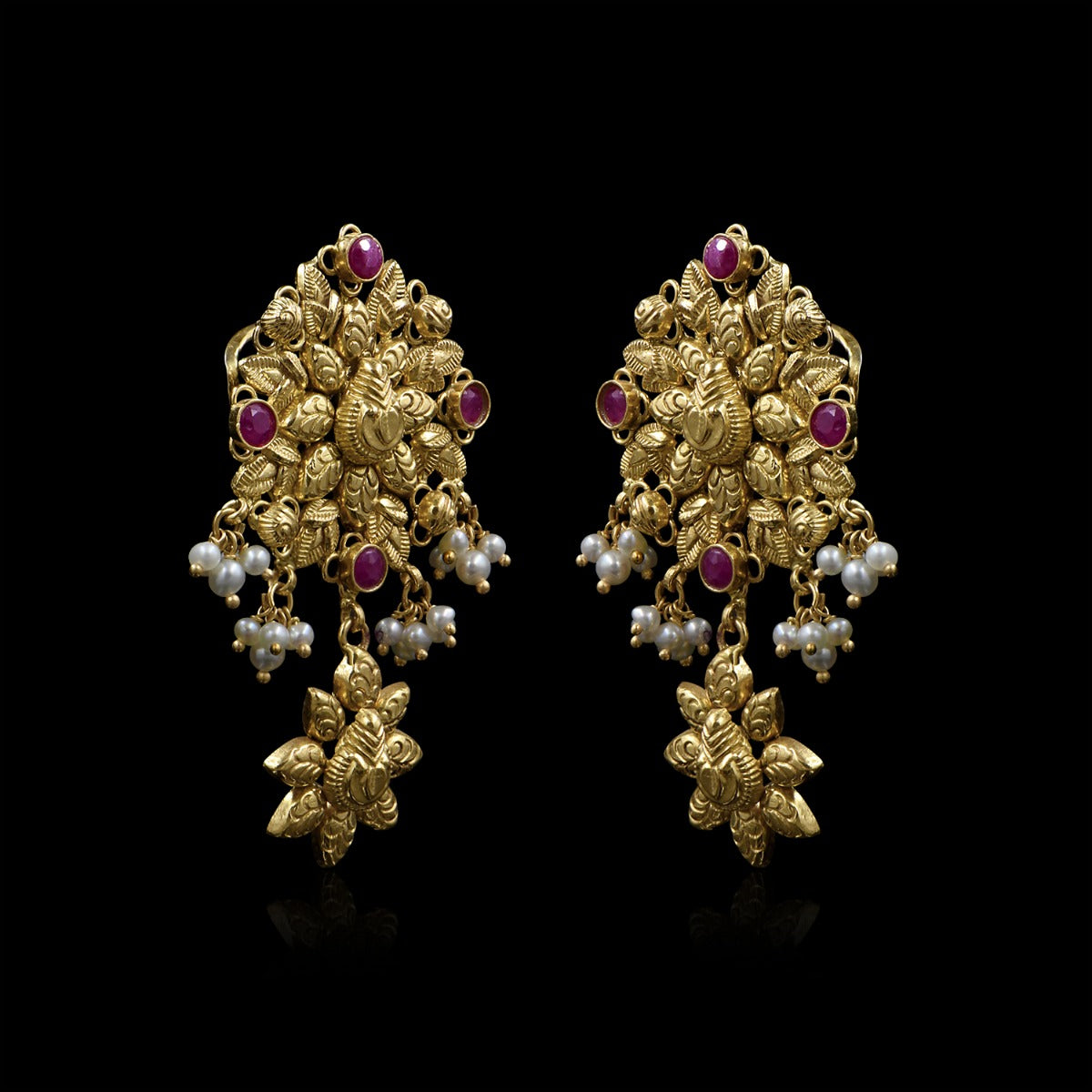 Pink Flowery Gold Choker Set