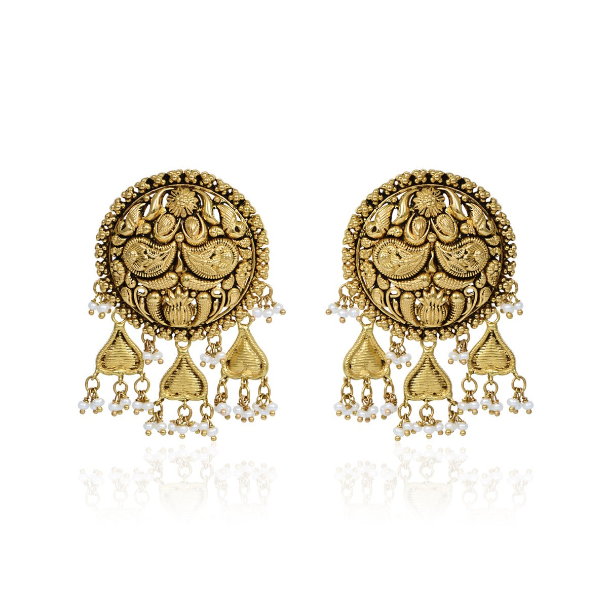 Lead Mirror Gold Earrings