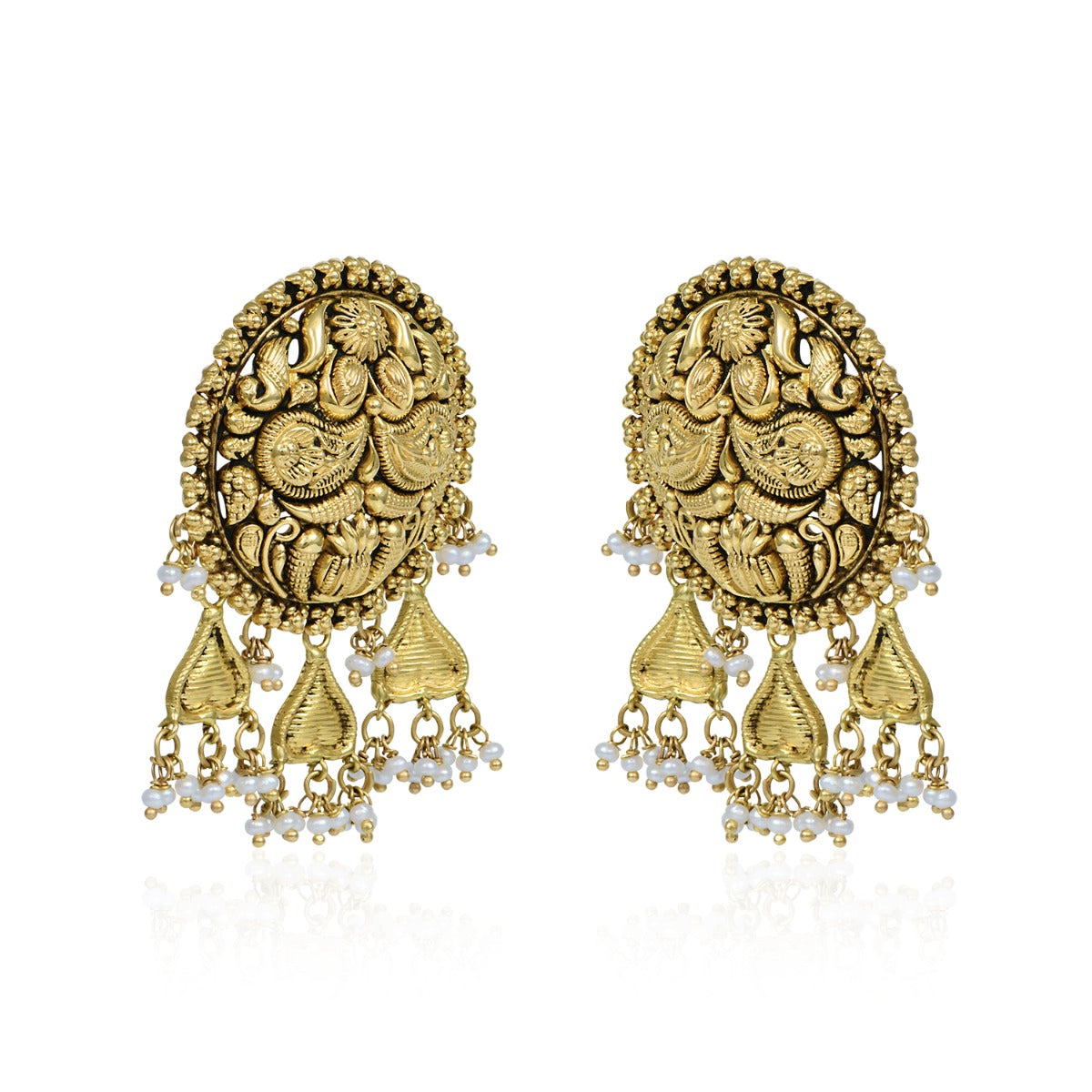 Lead Mirror Gold Earrings