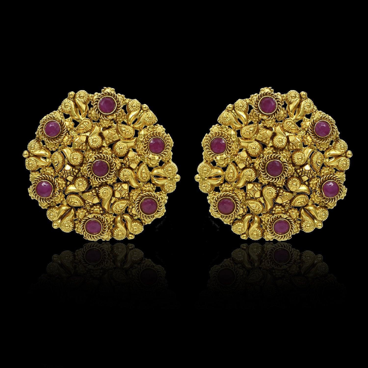 Elegant Ruby Gold Earrings