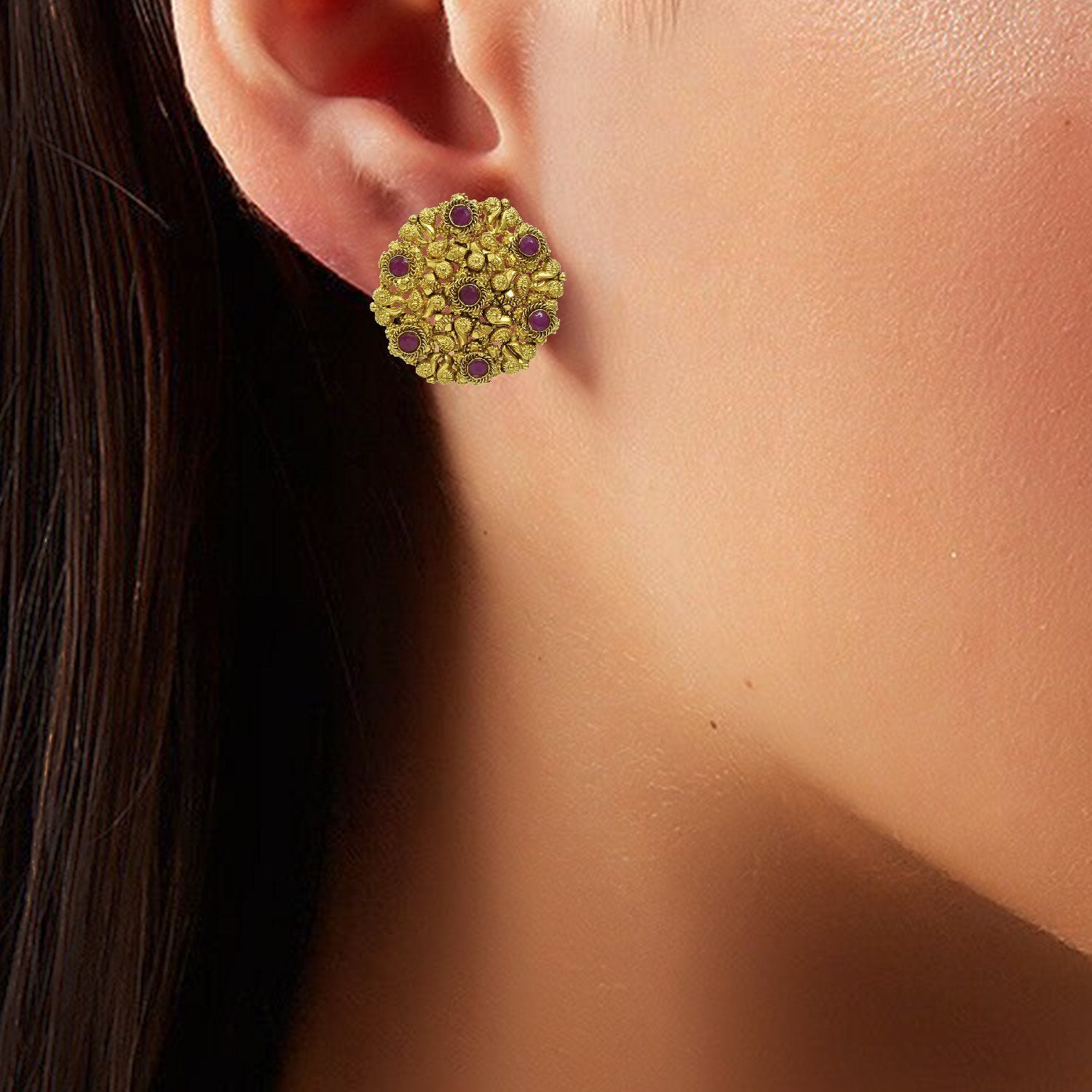 Elegant Ruby Gold Earrings