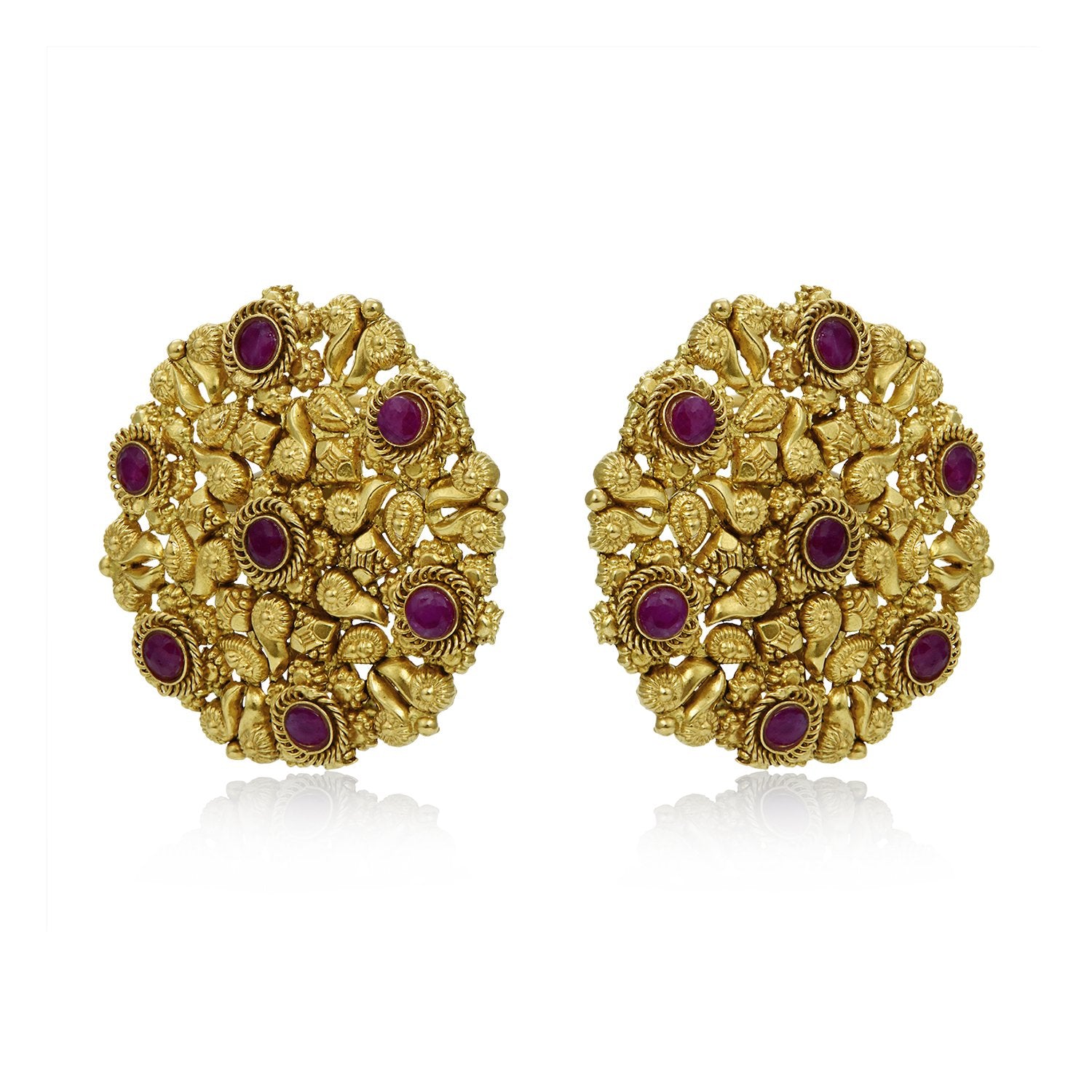 Elegant Ruby Gold Earrings