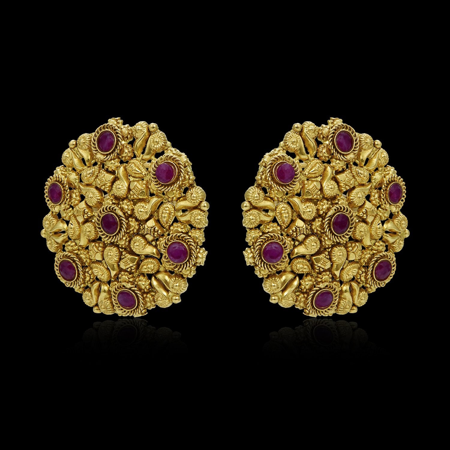 Elegant Ruby Gold Earrings