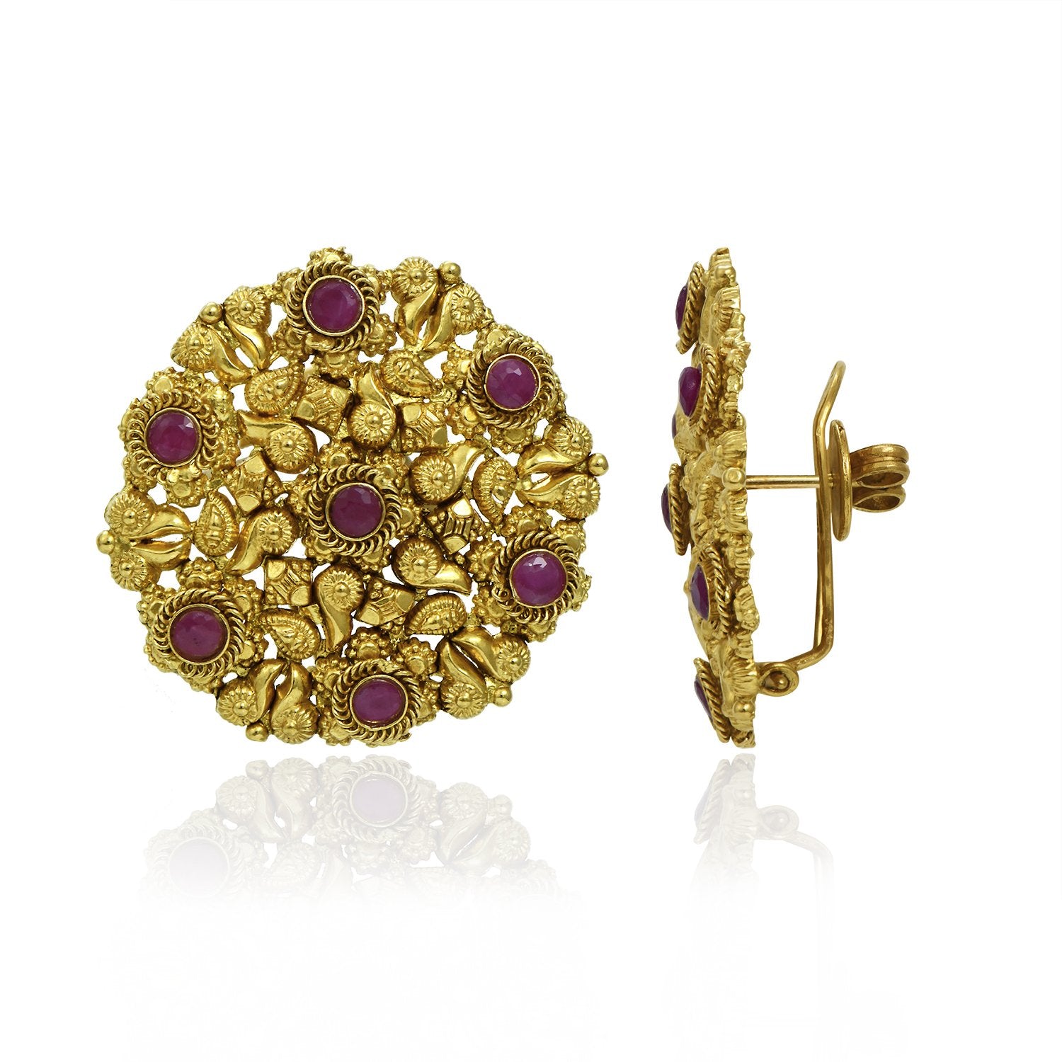 Elegant Ruby Gold Earrings