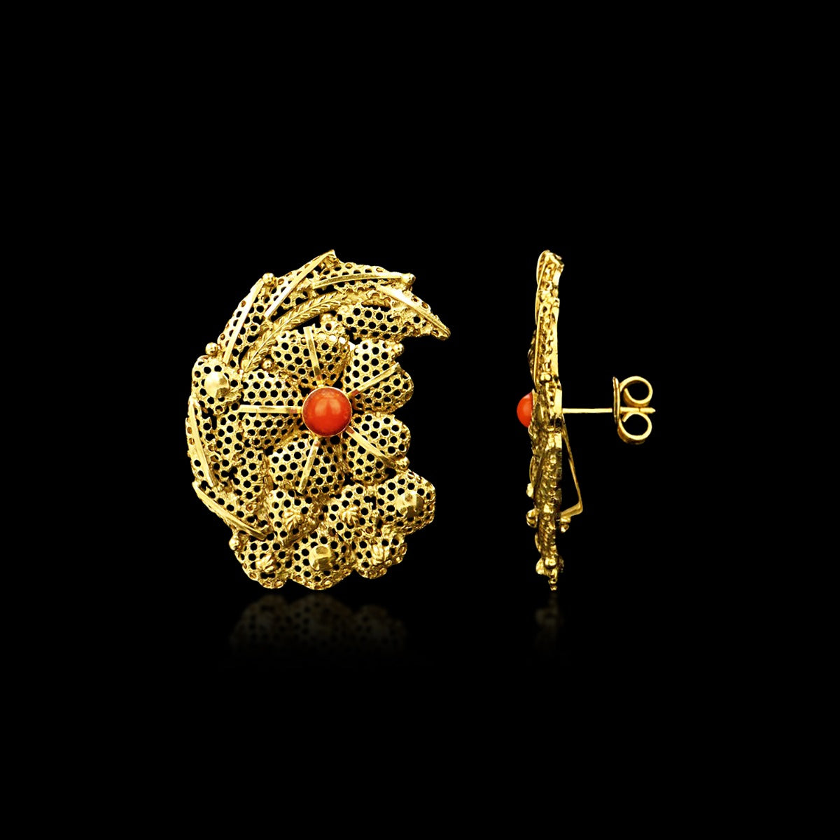 Haphazard Crescent Gold Earrings