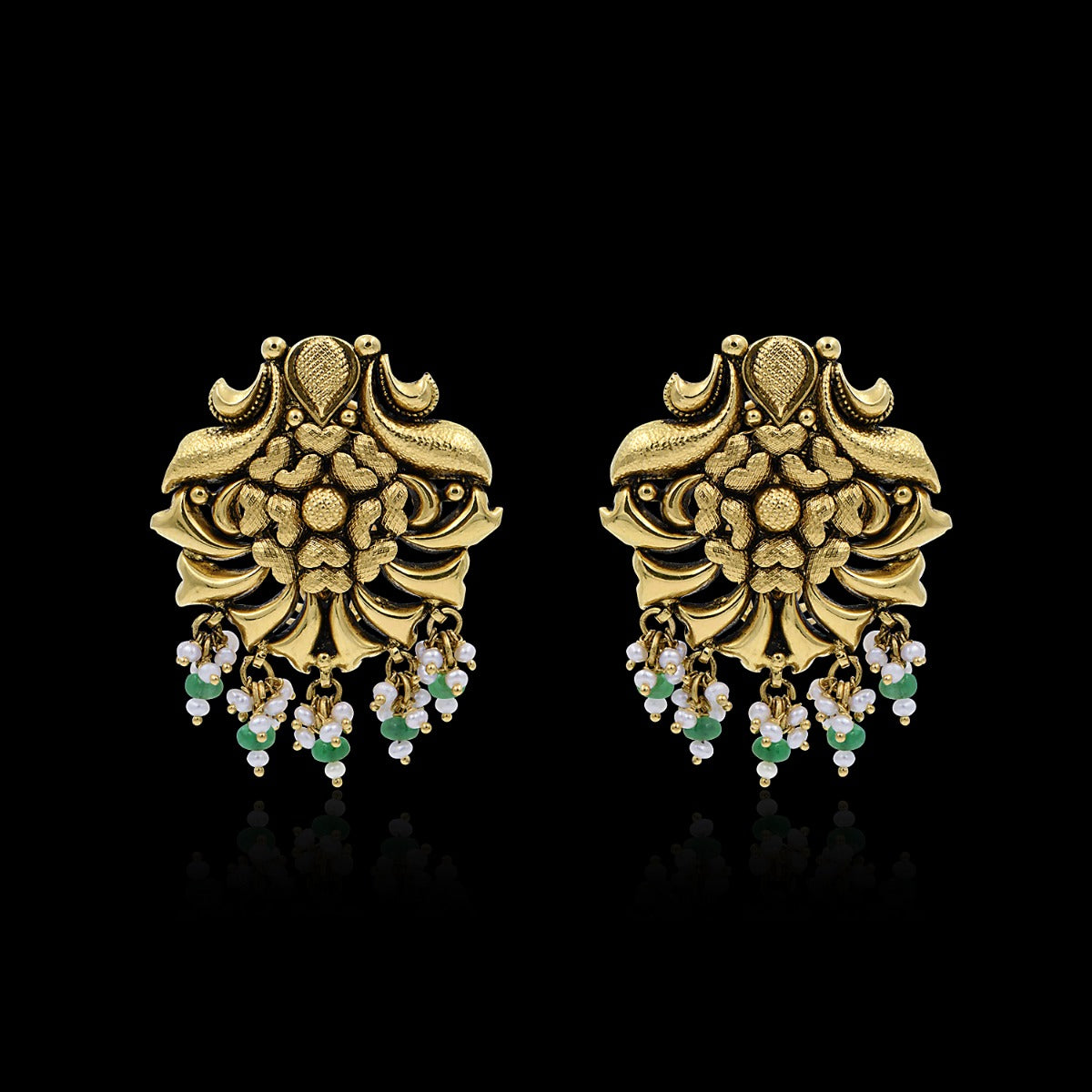 Floral Motif Gold Earrings