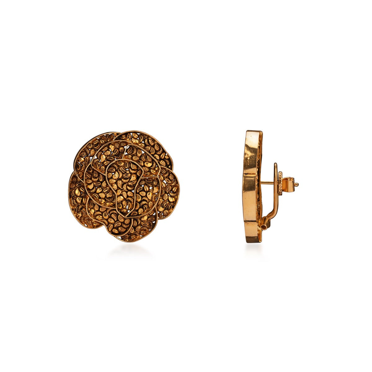Mesh Locked Earthy Gold Earrings