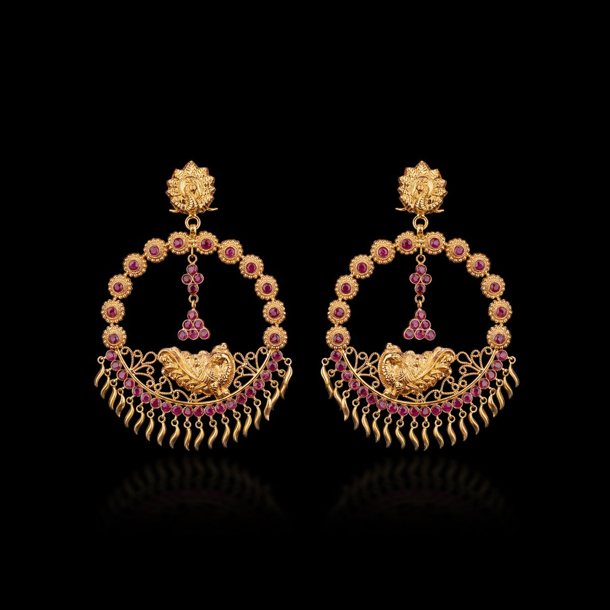 Pink Pigment Gold Earrings