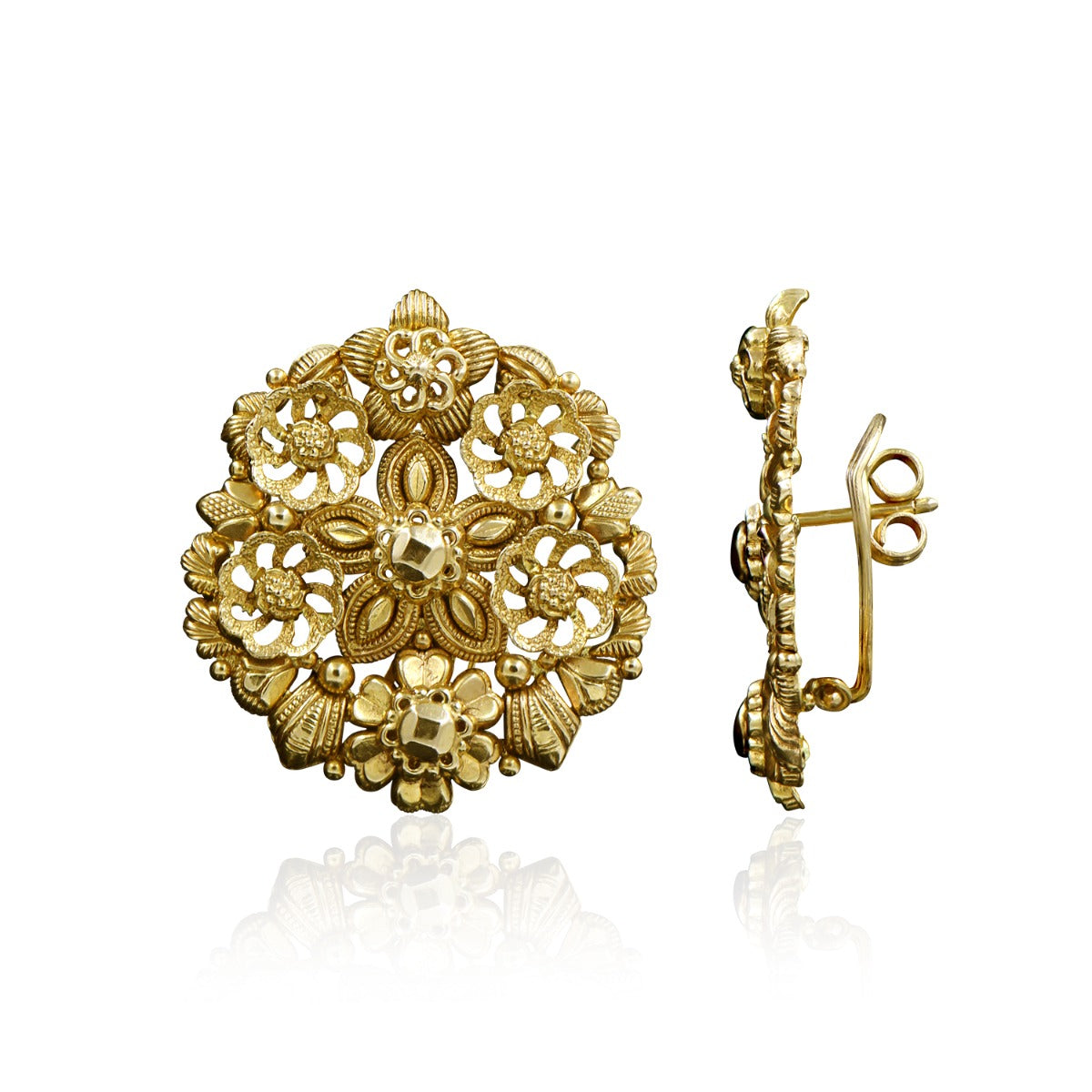 Traditional Gold Carving Earrings