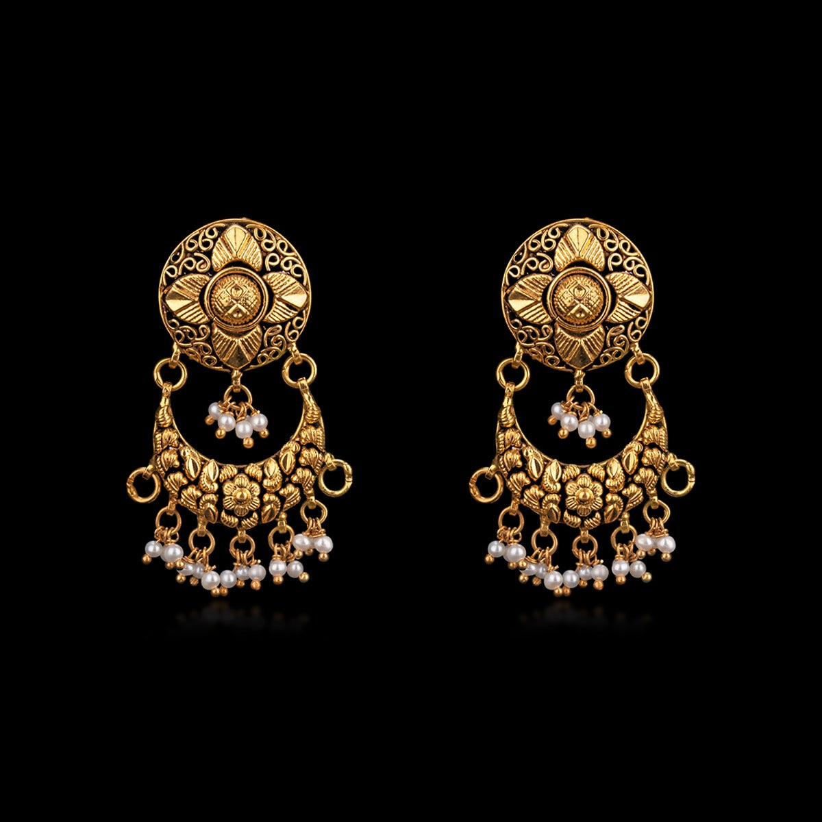 Holding Star Beaded Gold Earrings