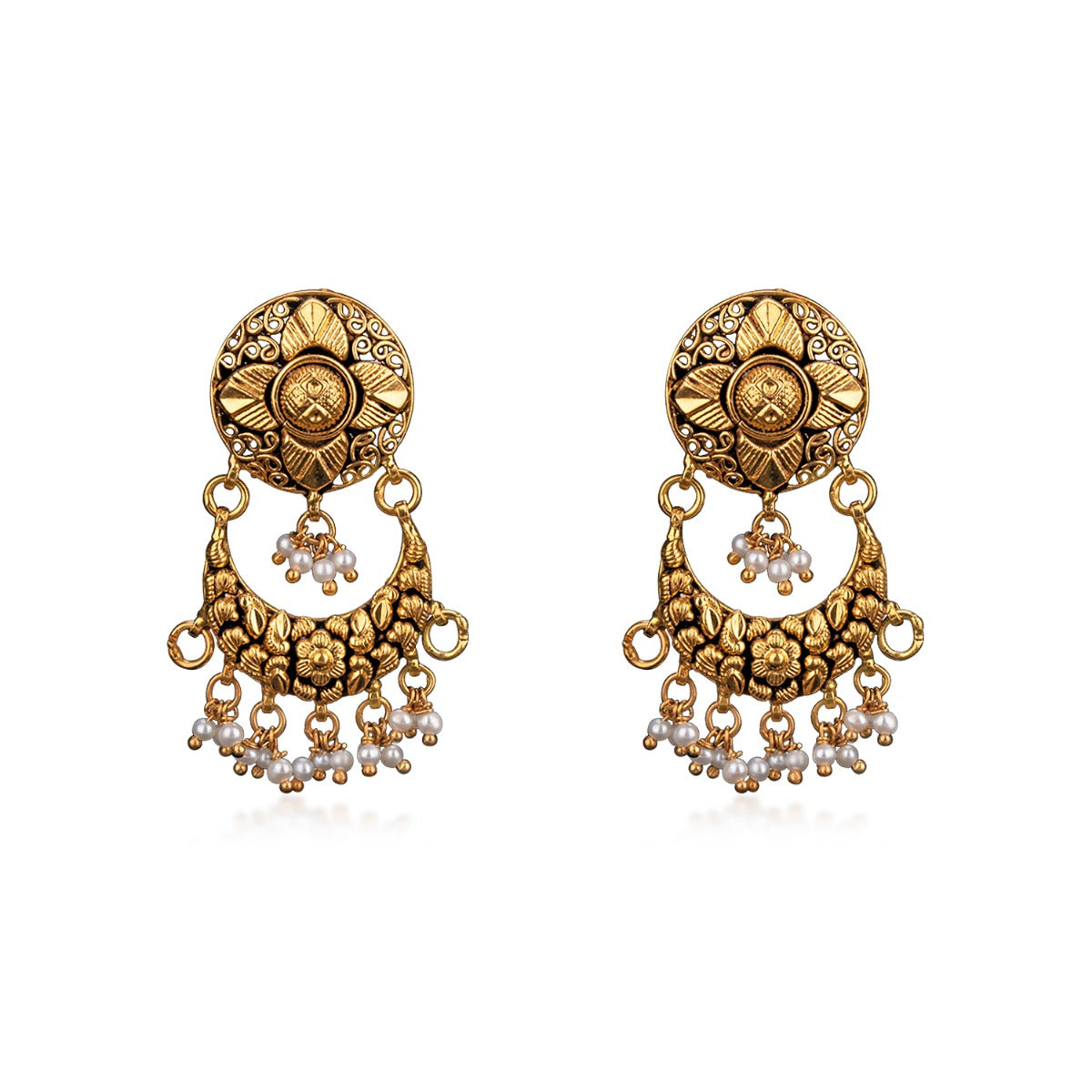 Holding Star Beaded Gold Earrings