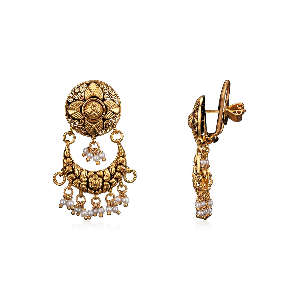 Holding Star Beaded Gold Earrings