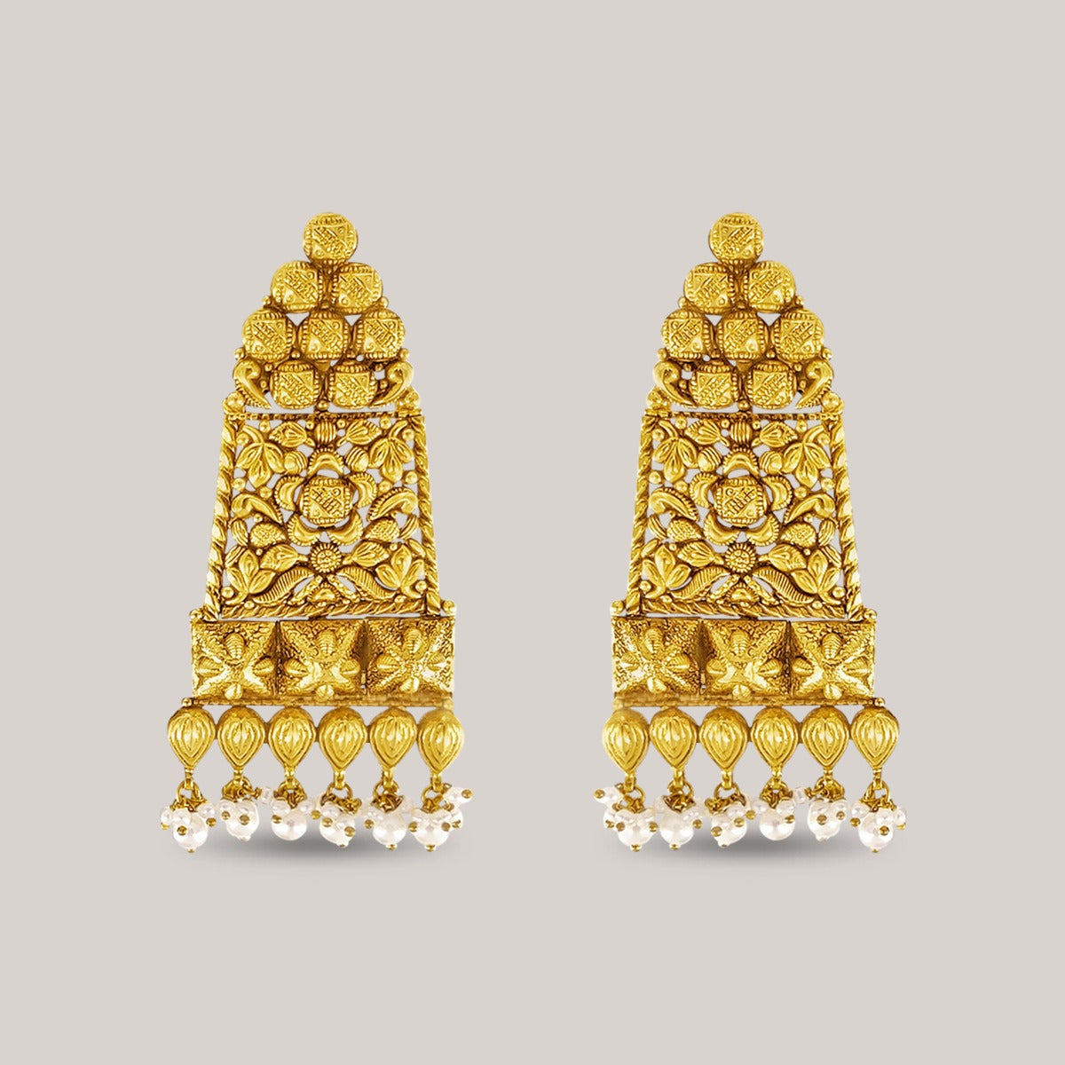 Temple Inner Dome Gold Earrings