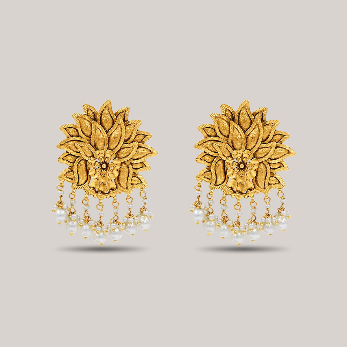 Stunning Lotus Gold Earrings