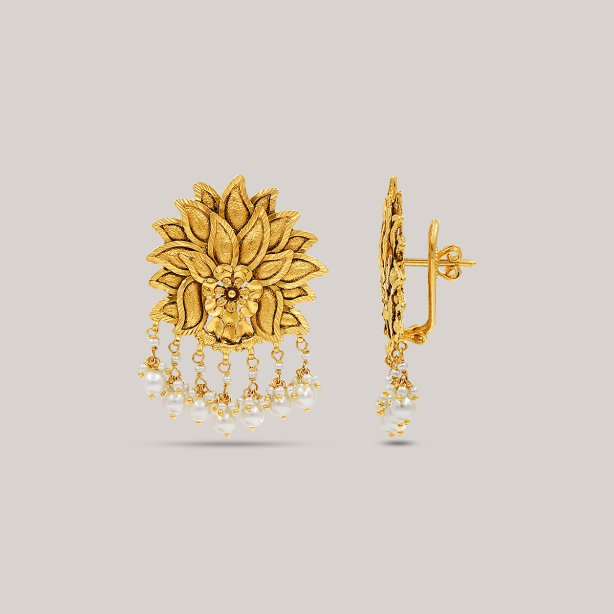 Stunning Lotus Gold Earrings