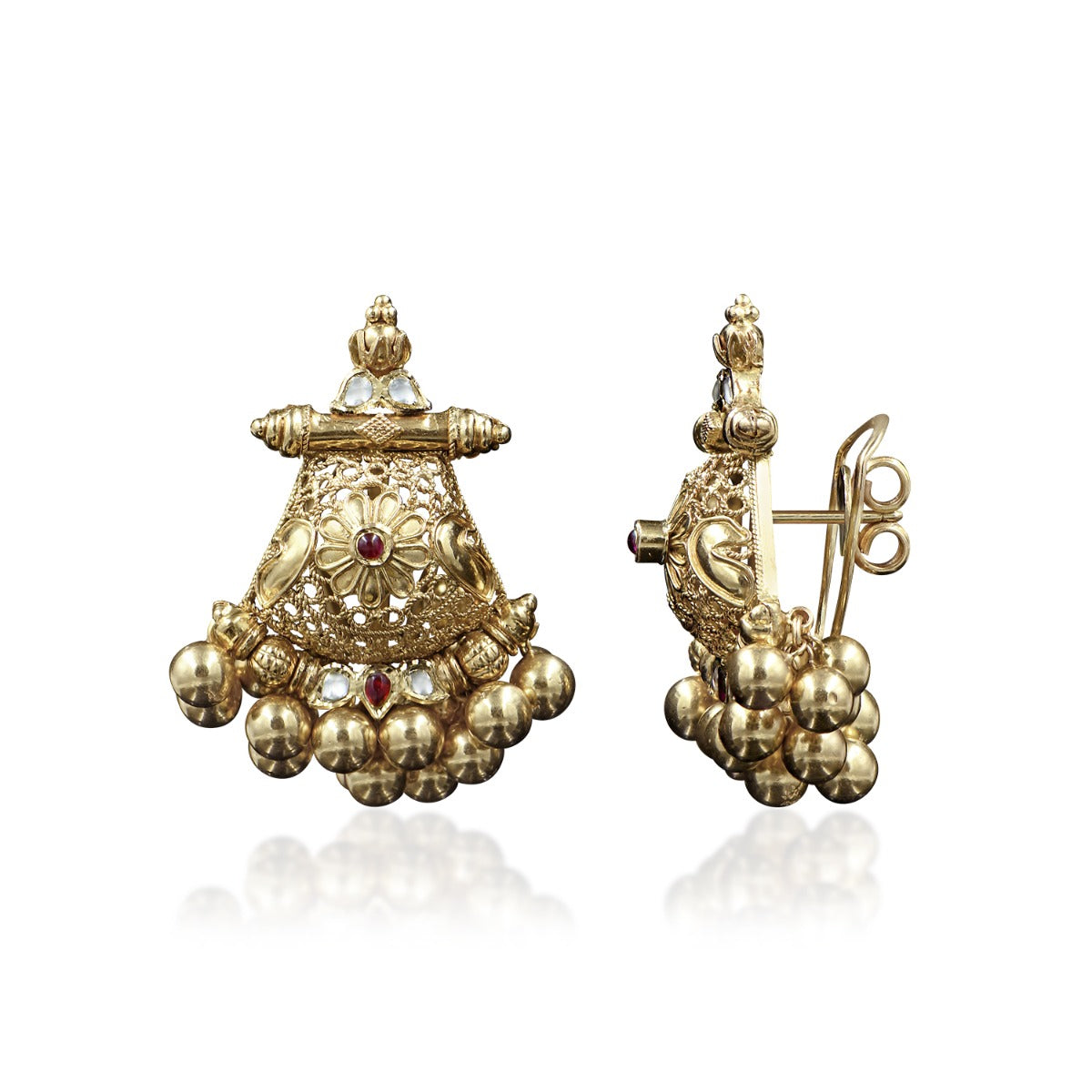 Temple Dome White Gold Earrings