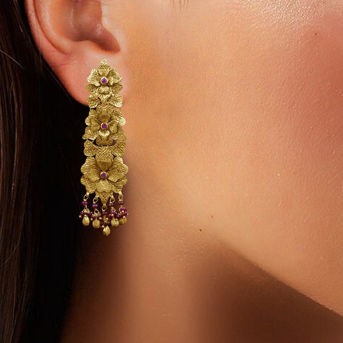 Floral Rubies Earrings