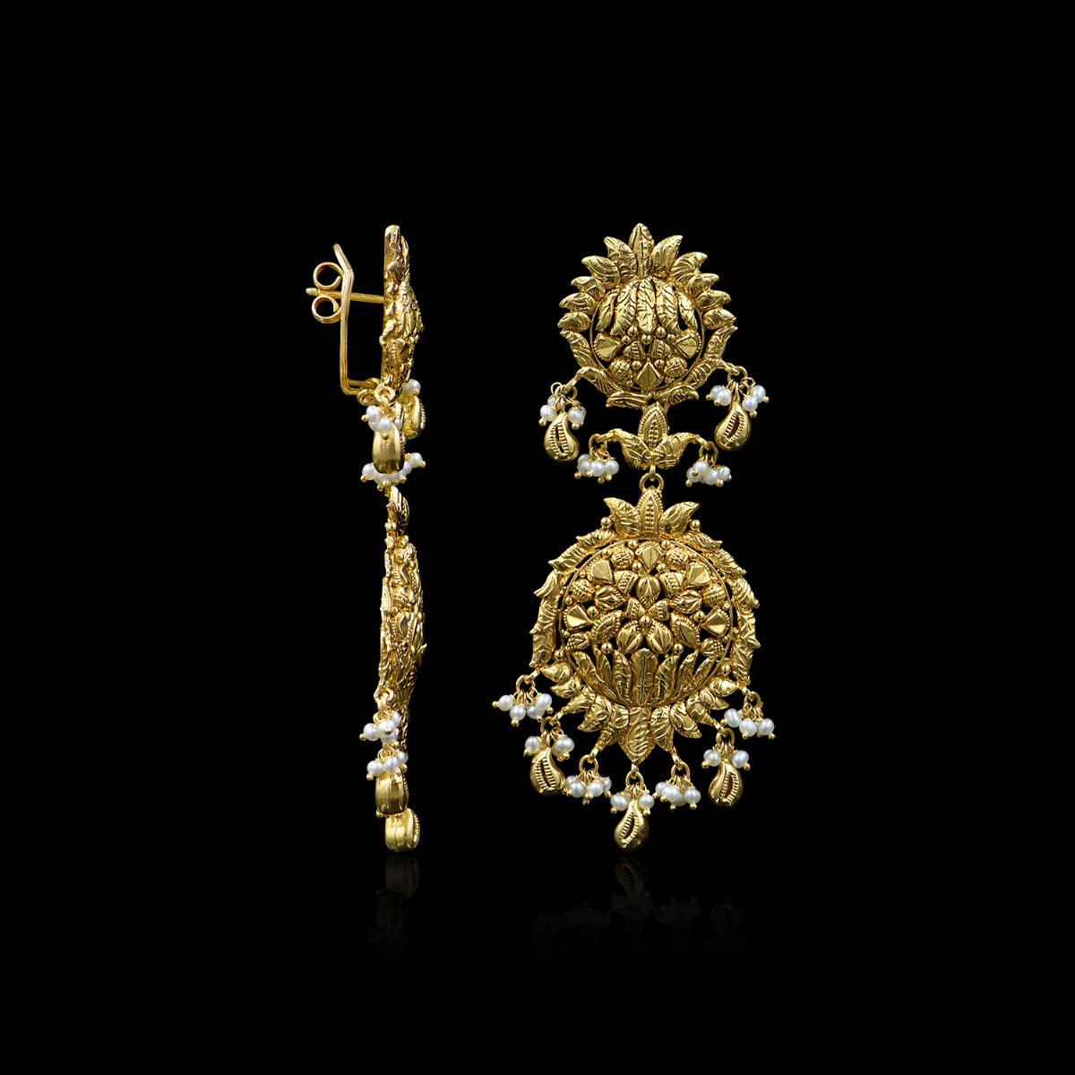 Rounded Kalash Gold Earrings