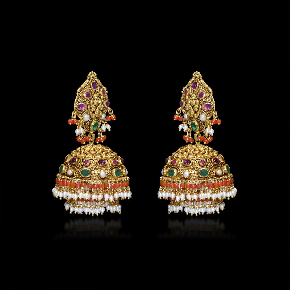 Multistone Gold Jhumka