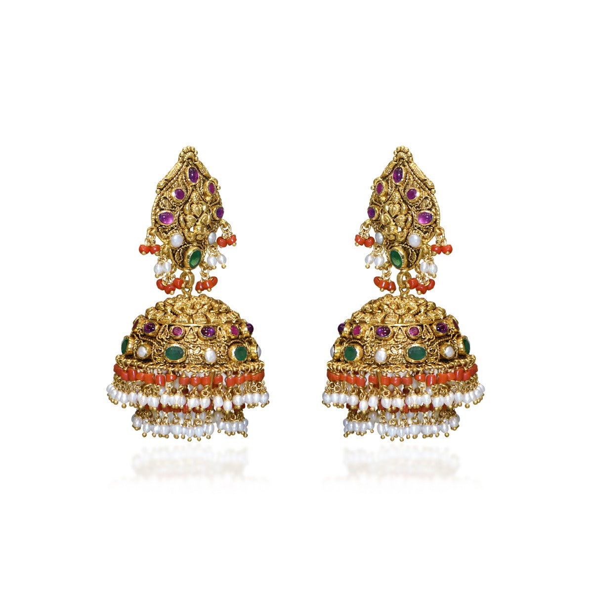 Multistone Gold Jhumka