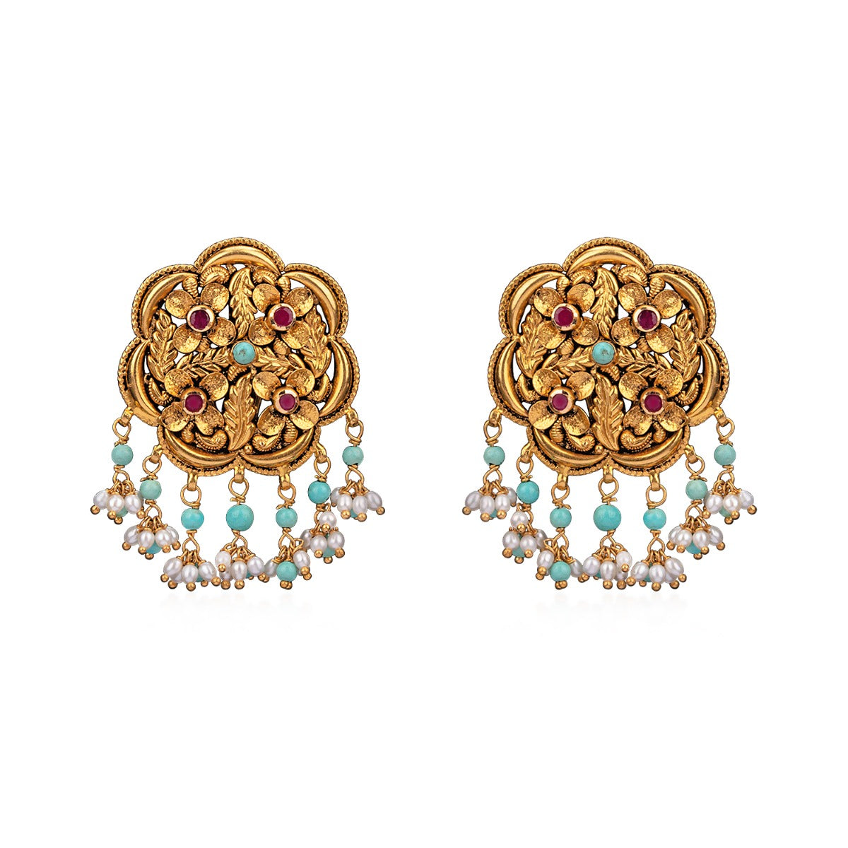 Petal Outlines Colored Gold Earrings