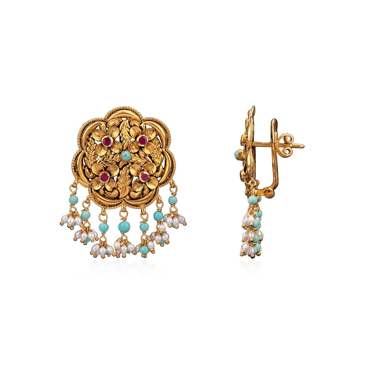 Petal Outlines Colored Gold Earrings
