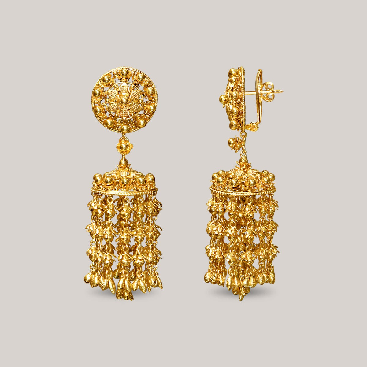Stream Of Beads Gold Earrings