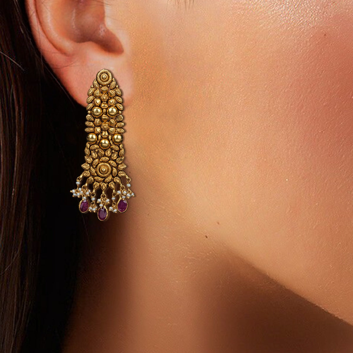 Spiral Out Long Gold Earrings