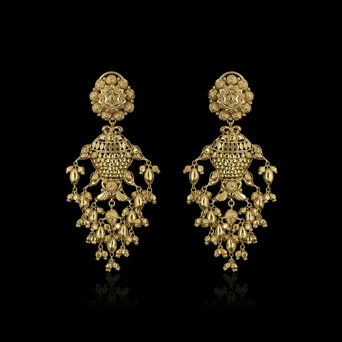 Sitting Woman Gold Danglers