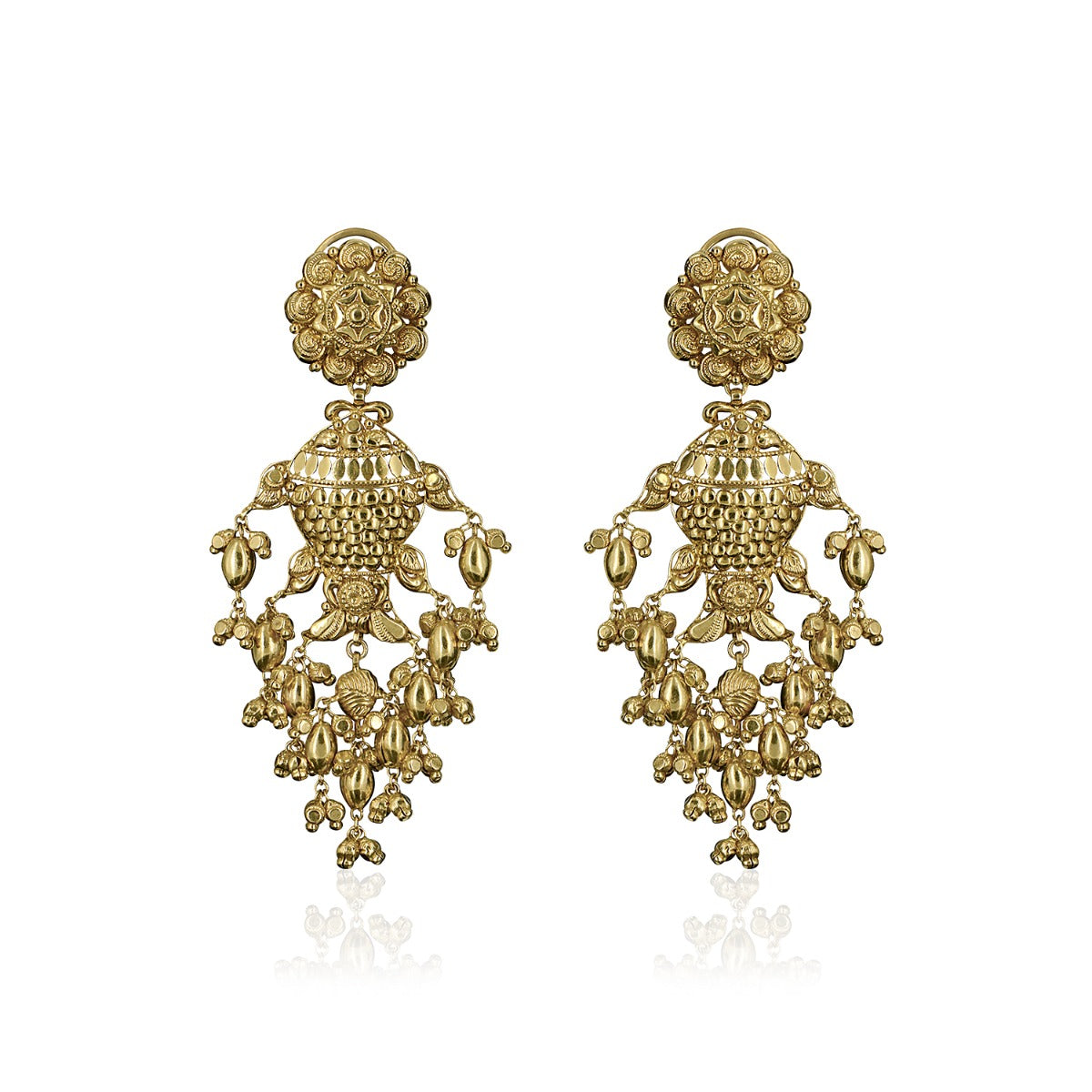 Sitting Woman Gold Danglers