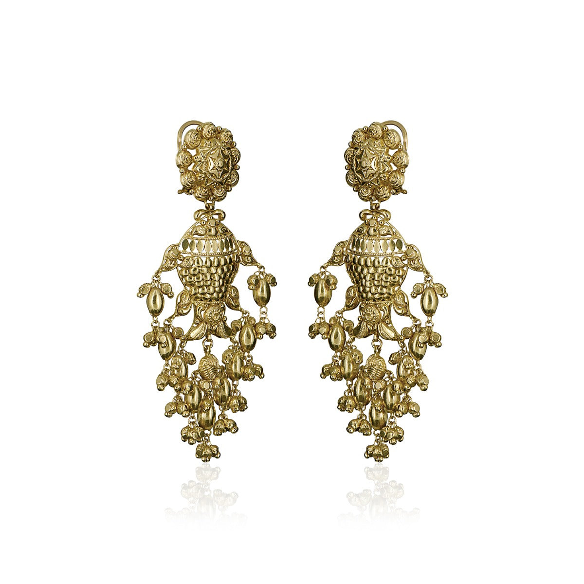 Sitting Woman Gold Danglers