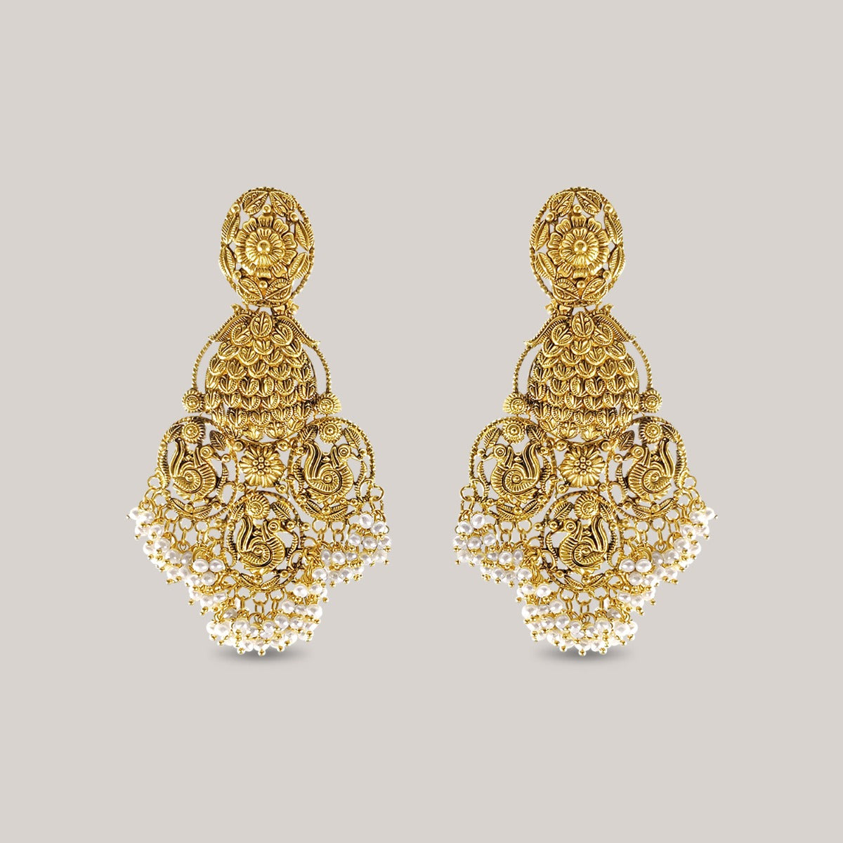 Waves And Twirls Gold Earrings