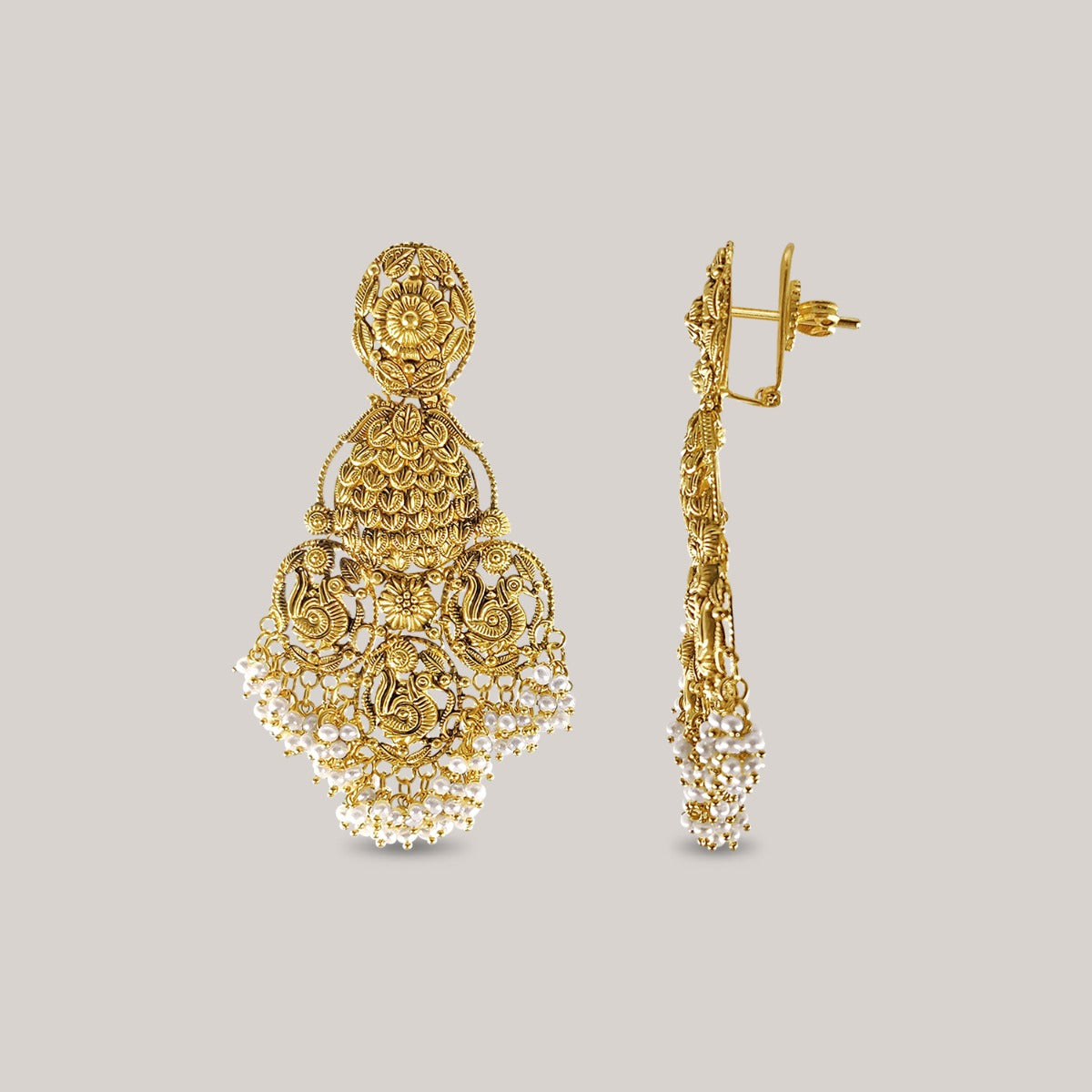 Waves And Twirls Gold Earrings