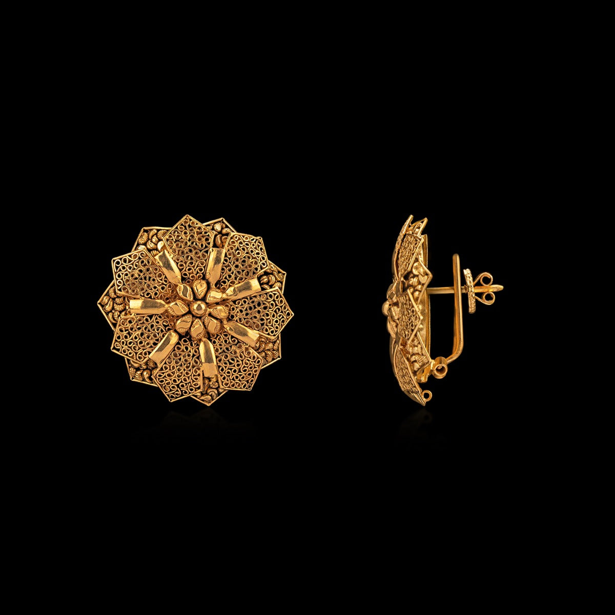 Wafer Mesh Gold Earrings