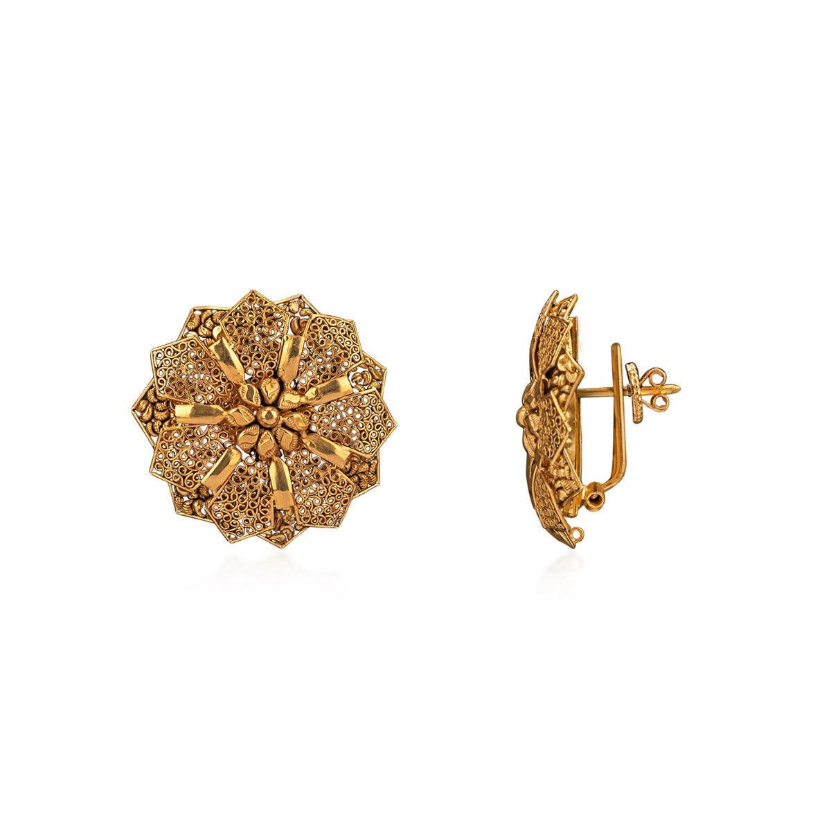 Wafer Mesh Gold Earrings