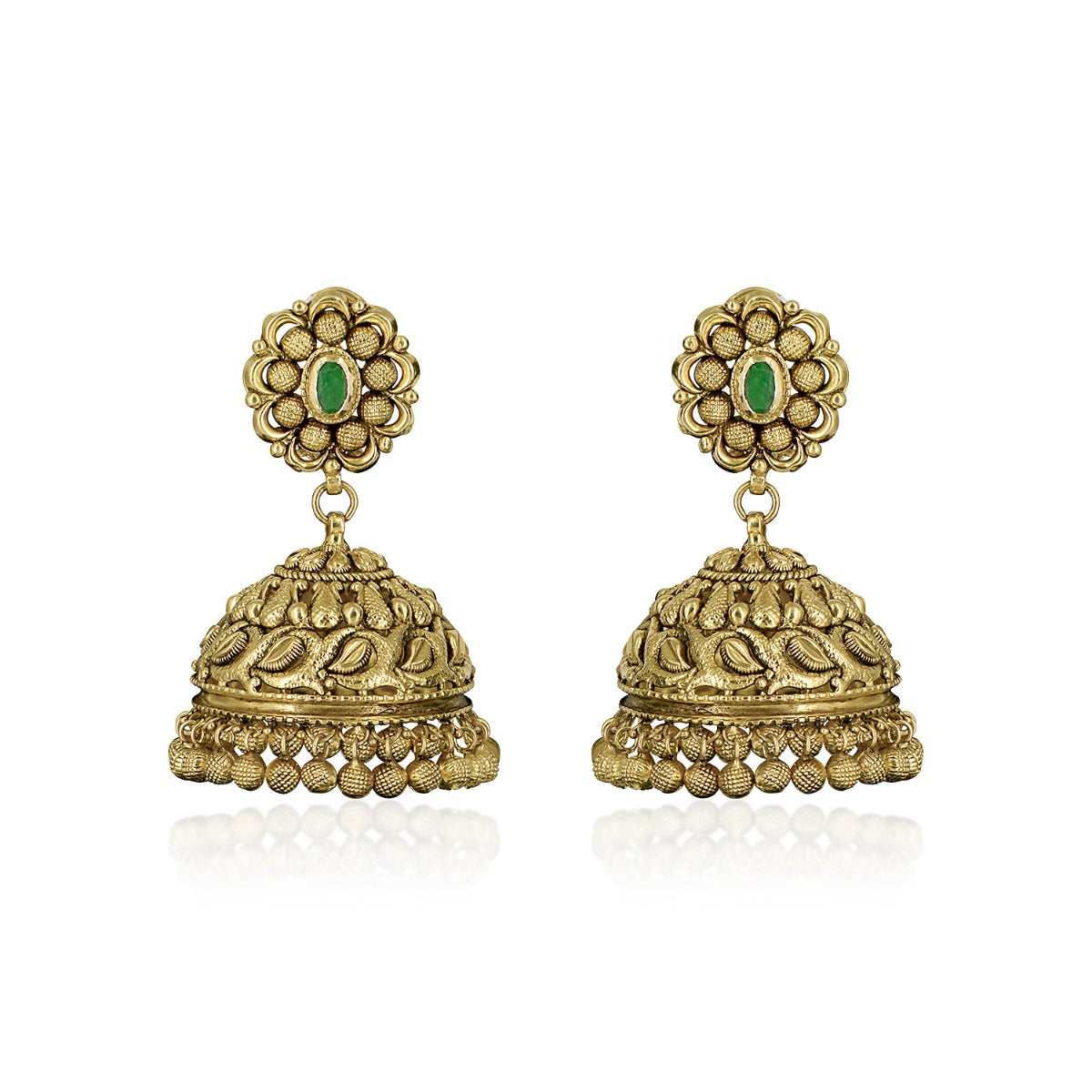 Green Stone Round Jhumka