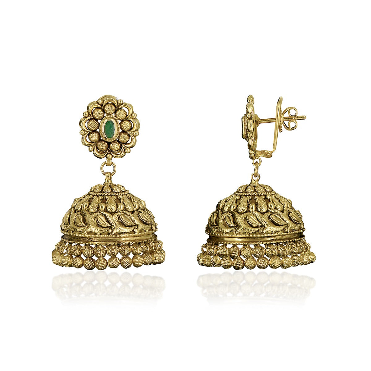 Green Stone Round Jhumka